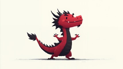 Crimson Scaled Sprite: Joyful Red Dragon with Spiked Mane Art