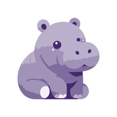 Obraz premium Cute cartoon hippo sitting peacefully, surrounded by a colorful, playful background