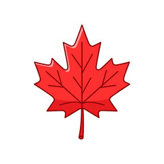 Vibrant red maple leaf isolated on a white background, symbolizing autumn and nature's beauty