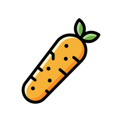 Vibrant, stylized carrot illustration featuring a green leaf, ideal for food-related content