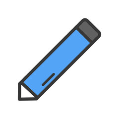 A blue pencil lying on a white surface, highlighting its sleek design and simplicity