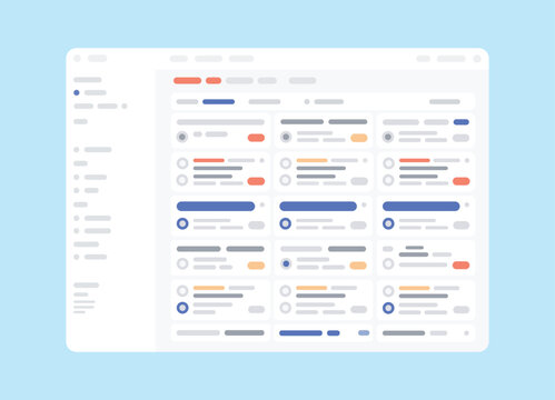 Project Management Dashboard UI Design with Task Cards and Workflow Layout