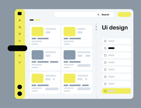 Modern UI Design Dashboard Interface with Card Layout and Sidebar Navigation