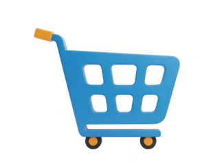 Blue shopping cart icon isolated on transparent background