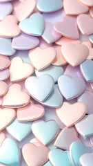 Romantic Pastel Valentine Background &ndash; Cute Heart Confetti Pattern
