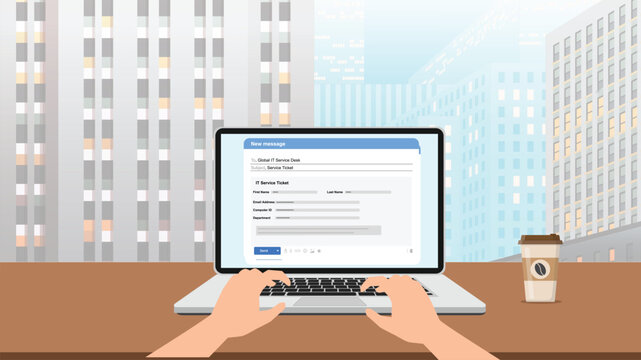  Email Window page  Email interface screen. Template mail window IT support send email 