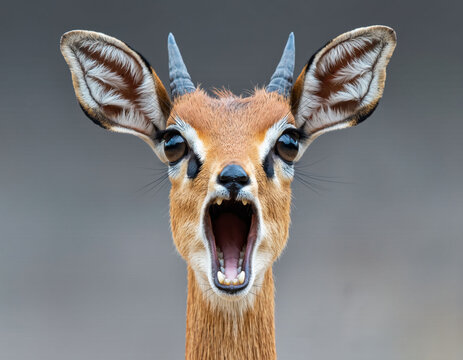 Dikdik mit offenem Maul &ndash; &uuml;berraschender Eyecatcher f&uuml;rs Marketing