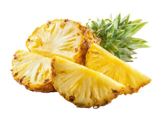 Fresh pineapple slices with crown