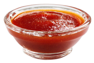 Clear glass bowl filled with a vibrant, reddish-brown sauce