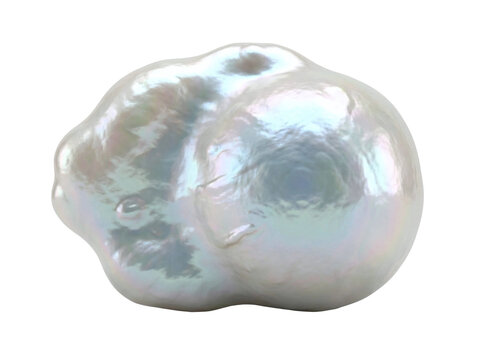 Natural baroque pearl with unique shape and iridescent sheen
