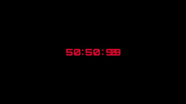 Bright red digital numbers representing a countdown timer are displayed prominently across the center of the dark frame without any other graphics