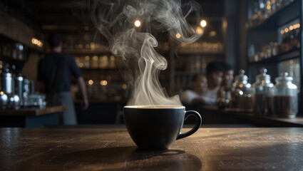 Warm coffee inviting relaxation in a bustling cafe atmosphere