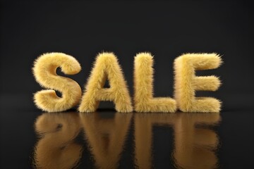 Golden Furry SALE Text on Dark Background