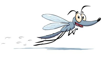 Obraz premium Scared Cartoon Mosquito Running on White Background Vector Illustration