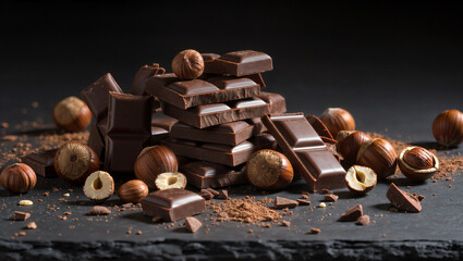 Decadent dark chocolate and hazelnuts create a tempting display