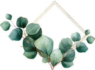 Delicate gold frame with vibrant green leaves