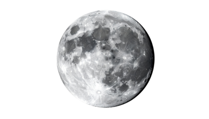 Moon in the night sky isolated on transparent background.