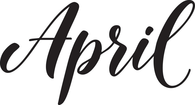 Elegant April calligraphy text a stylish handwritten word for spring season announcements and design projects isolated on a white background