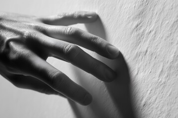 macro photograph of hand interacting with smooth natural paper texture, high key lighting, simple framing, soft shadows, tactile minimalism, quiet and refined visual language