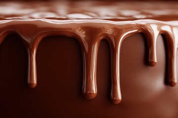 thick chocolate glaze slowly cascading over a smooth cake surface, ultra close-up, glossy and silky texture, slow motion feeling, soft warm lighting, extremely satisfying and calming food visual, hype