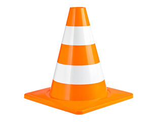 Orange traffic cone isolated on transparent background.