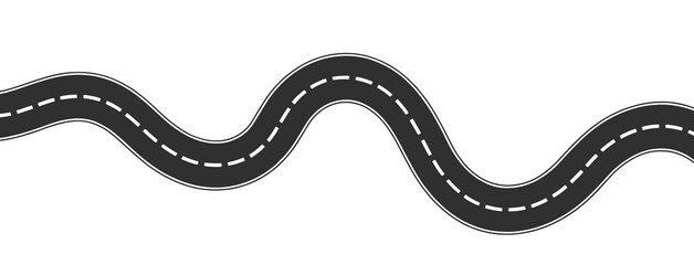 Winding road isolated on a transparent png background