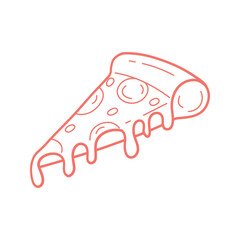 Hand Drawn Pizza Slice Outline Icon for Fast Food Menu and App Design