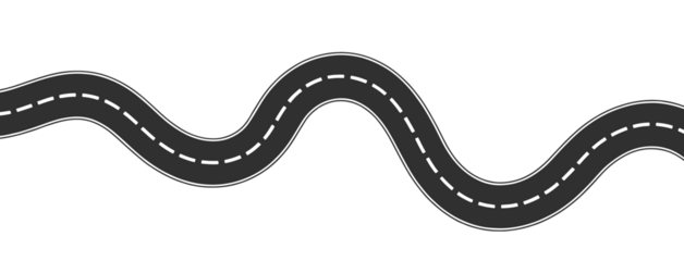 Winding road isolated on a transparent png background