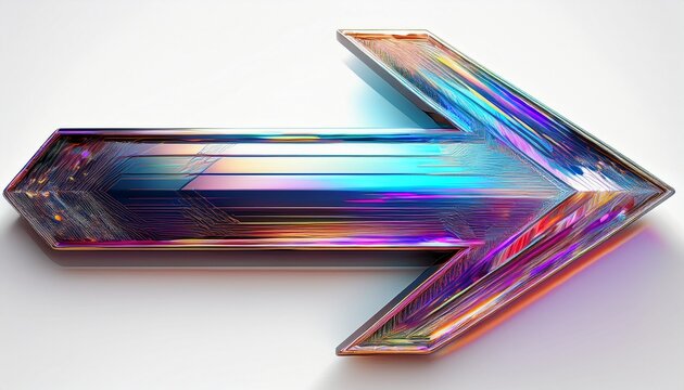 shiny metal arrow isolated on white background with glitch effect and digital distortion - Powered by Adobe