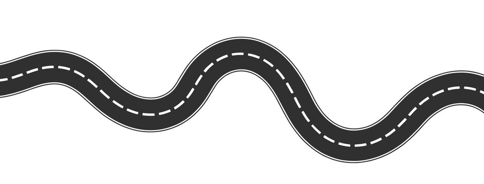 Winding road isolated on a transparent png background