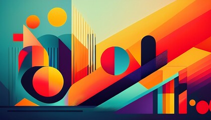 abstract geometric shapes silhouette design with vibrant color palette