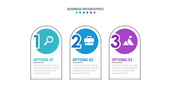 Progress bar featuring 3 arrow-shaped elements, symbolizing the three stages of business strategy and progression. Clean timeline infographic design template. Vector for mobile presentation.