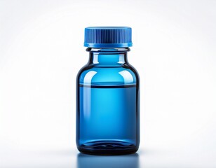 blue medicine bottle isolated on white background for healthcare and pharmacy use