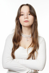 Portrait of a beautiful young girl with jewelry
