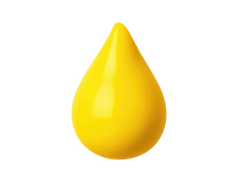 A small yellow drop of liquid sits alone on a clean white surface, ideal for use in medical or science illustrations