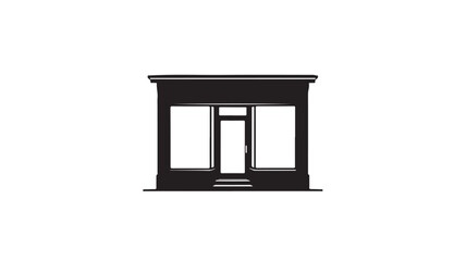 Obraz premium Black Building Facade with Glass Doors and Windows Isload on transpernt background
