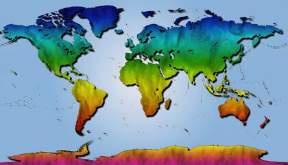 Rainbow Gradient World Map Representing Global Diversity And Inclusion