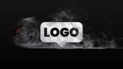 Racing Wheel Fast Tire Smoke Burnout Logo Reveal