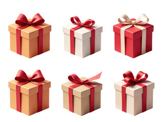 Obraz premium A set of four gift boxes with different colors and designs