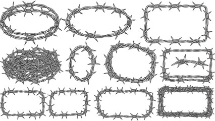 Fototapeta premium Barbed wire frames for creative design and decoration