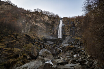 Foroglio waterfall in Val Bavona valley in Switzerland