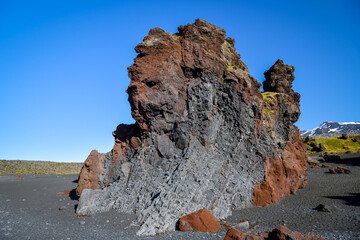 Strangely shaped rock formation on Djupalonssandur beach