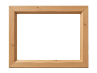 A simple wooden picture frame on a white background