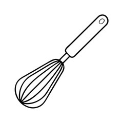 Simple line art illustration of a kitchen whisk, essential baking and cooking tool Vector