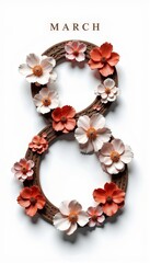 Obraz premium Elegant Floral Design Shaped as Number Eight Celebrating a Special Spring Occasion in the Month of March