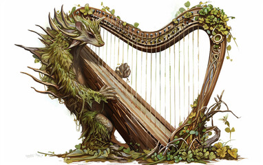 harp on white background