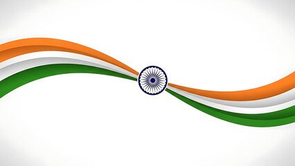 Graceful design features horizontal wavy stripes in Indian flag colors, proudly featuring Ashoka Chakra.
