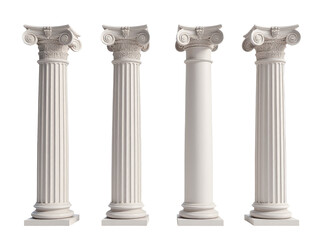 Obraz premium A row of four white columns on a white background
