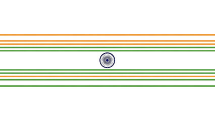 A minimalist design with crisp horizontal lines forming the Indian flag, centered by the Ashoka Chakra.