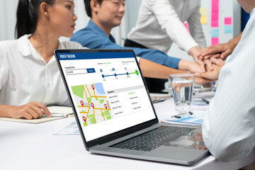 Fototapeta premium Delivery tracking system for e-commerce and brisk online business to timely goods transportation and delivery